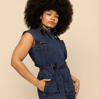 Sleeveless Denim Jumpsuit