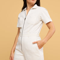 Quincy Jumpsuit in White Denim