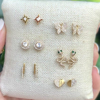 Diamond Bar Stud Earrings