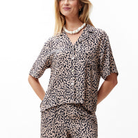 Pull On Leopard Shorts - Sesame