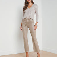 Kendra Coated Cropped Flare Jean