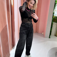 Abbey Balloon Strass Jeans - Washed Black