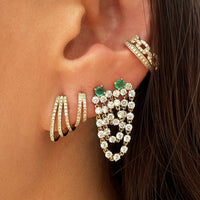 Diamond Curved Huggie Earrings