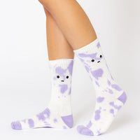 Meh Face Mid-Calf Gym Socks - Purple Tie Dye