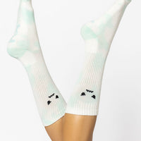 Angry Face Mid-Calf Gym Socks - Green Tie Dye