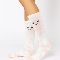 Heart Eyes Mid-Calf Gym Socks - Pink Tie Dye