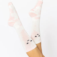 Heart Eyes Mid-Calf Gym Socks - Pink Tie Dye