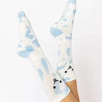 Silly Face Mid-Calf Gym Socks - Blue Tie Dye