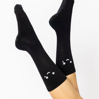 Happy Cry Face Mid-Calf Gym Socks - Black