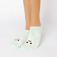 Angry Face Low Rise Socks - Green Tie Dye