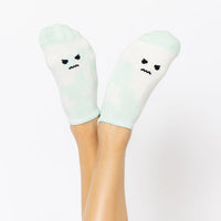 Angry Face Low Rise Socks - Green Tie Dye