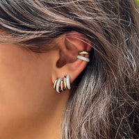 Diamond Two Band Hoop Earrings