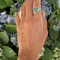 Malachite & Diamond Heart Ring