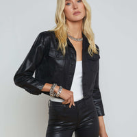 Koda Coated Cropped Denim Jacket