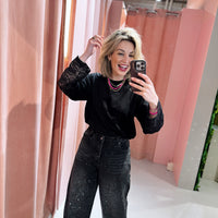 Abbey Balloon Strass Jeans - Washed Black