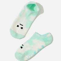 Angry Face Low Rise Socks - Green Tie Dye
