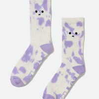 Meh Face Mid-Calf Gym Socks - Purple Tie Dye