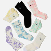 Happy Cry Face Mid-Calf Gym Socks - Black