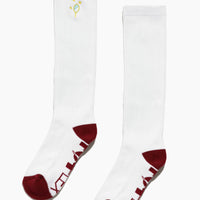 Knee High Socks - White/Crimson