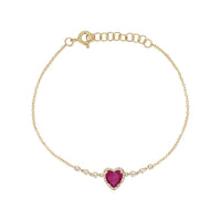 Ruby & Diamond Heart Bracelet