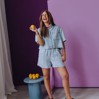 Pull On Denim Short - Blue