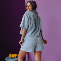 Pull On Denim Short - Blue