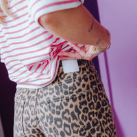 Loose Fit Leopard Jorts - Grey Morn