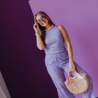 Pull On Lace Trousers - Purple Sky