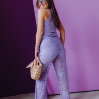 Pull On Lace Trousers - Purple Sky