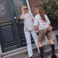 Loose Fit Leopard Jorts - Grey Morn