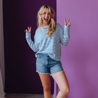 Loose Fit Denim Shorts - Blue