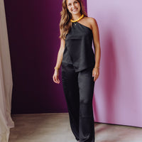 Pull On Textured Trousers - Zwart