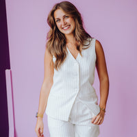 Pinstripe Shorts - Off White