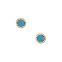 Diamond & Turquoise Circle Earrings