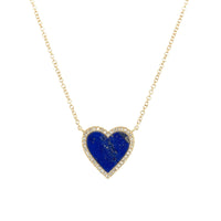 Lapis & Diamond Heart Necklace