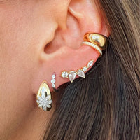 Diamond Starburst Hoop Earrings