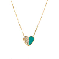Turquoise & Diamond Heart Necklace