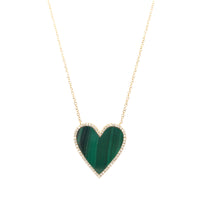 Diamond & Malachite Heart Necklace