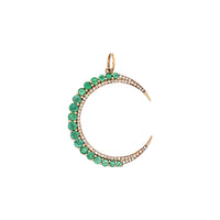 Diamond & Emerald Crescent Moon Charm