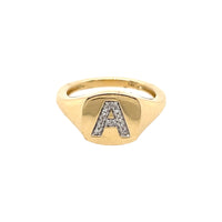 Diamond Initial Signet Ring