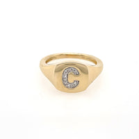Diamond Initial Signet Ring