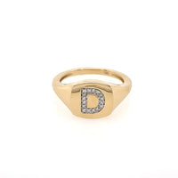 Diamond Initial Signet Ring