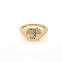 Diamond Initial Signet Ring