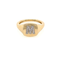 Diamond Initial Signet Ring