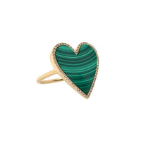 Malachite & Diamond Heart Ring