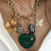 Malachite & Diamond Heart Necklace