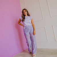 Pull On Lace Trousers - Purple Sky