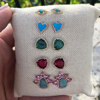 Emerald & Diamond Stud Earrings