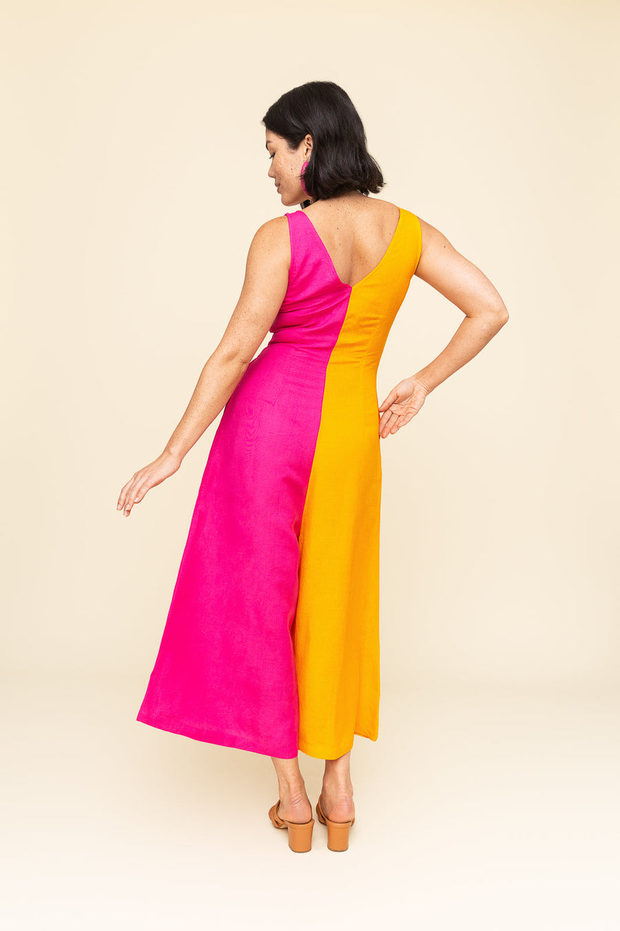 Color Block Linen Jumpsuit