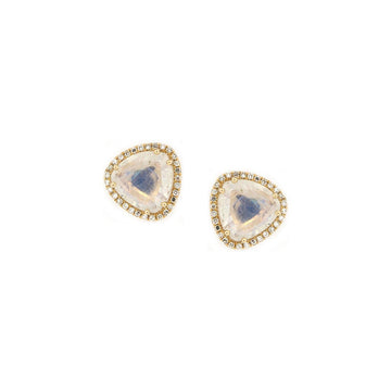 Diamond & Moonstone Stud Earrings